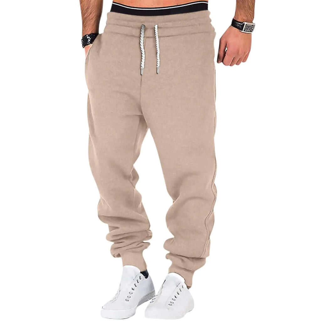 Jogging Pants Men Baggy Sweatpants Loose Fit Big and Tall Joggers with Pockets Polyester Fleece Pants Oversized Cotton Polo Sweatpants Lounge Track Pants(A-KhakiLarge)