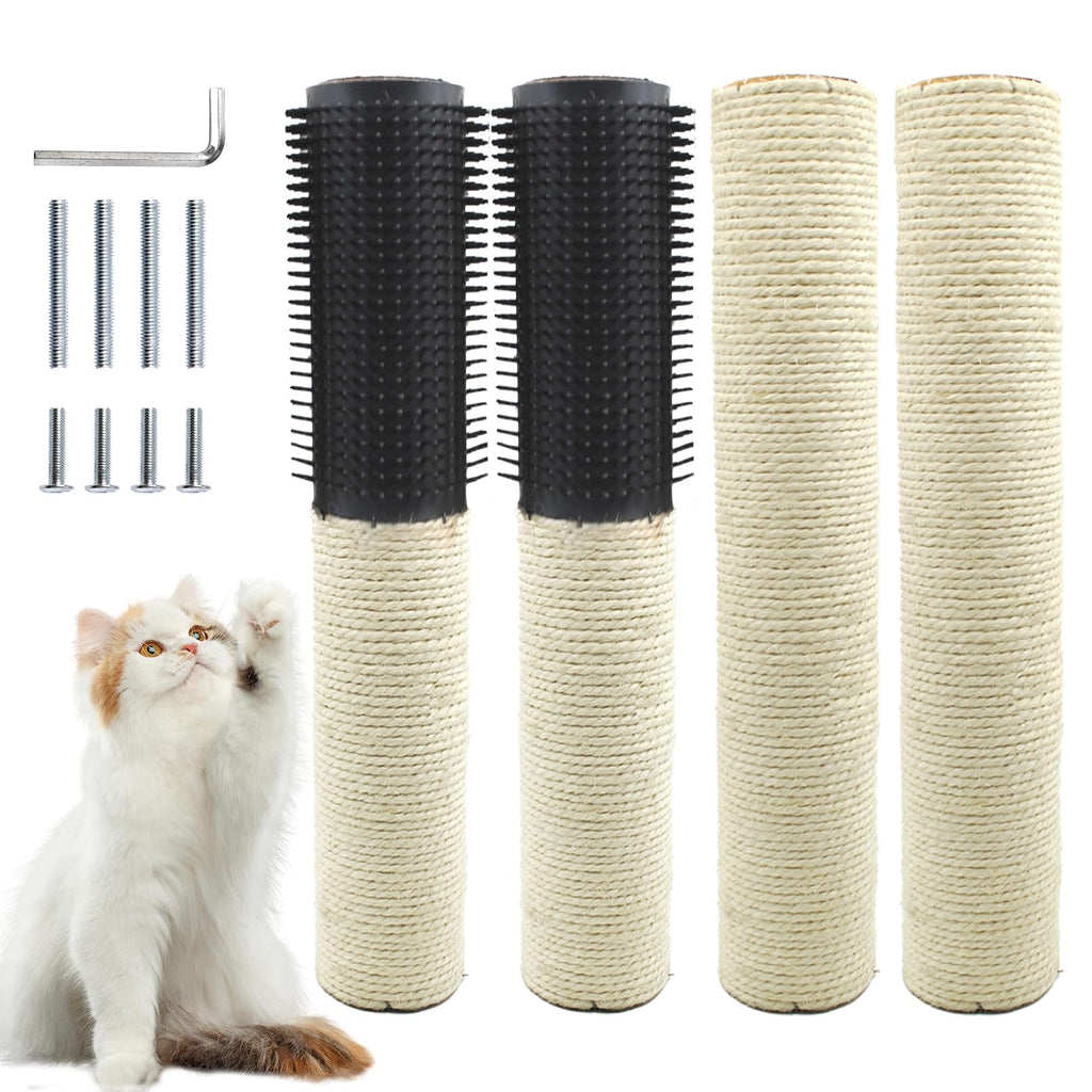 MUYG Cat Scratching Post Replacement15.7 in M8 Cat Tower Replacement Poles with Self Groomer Massage Natural Sisal Refill Pole Parts Climbing Tickling Clawing for Indoor Cats Furniture Accessories