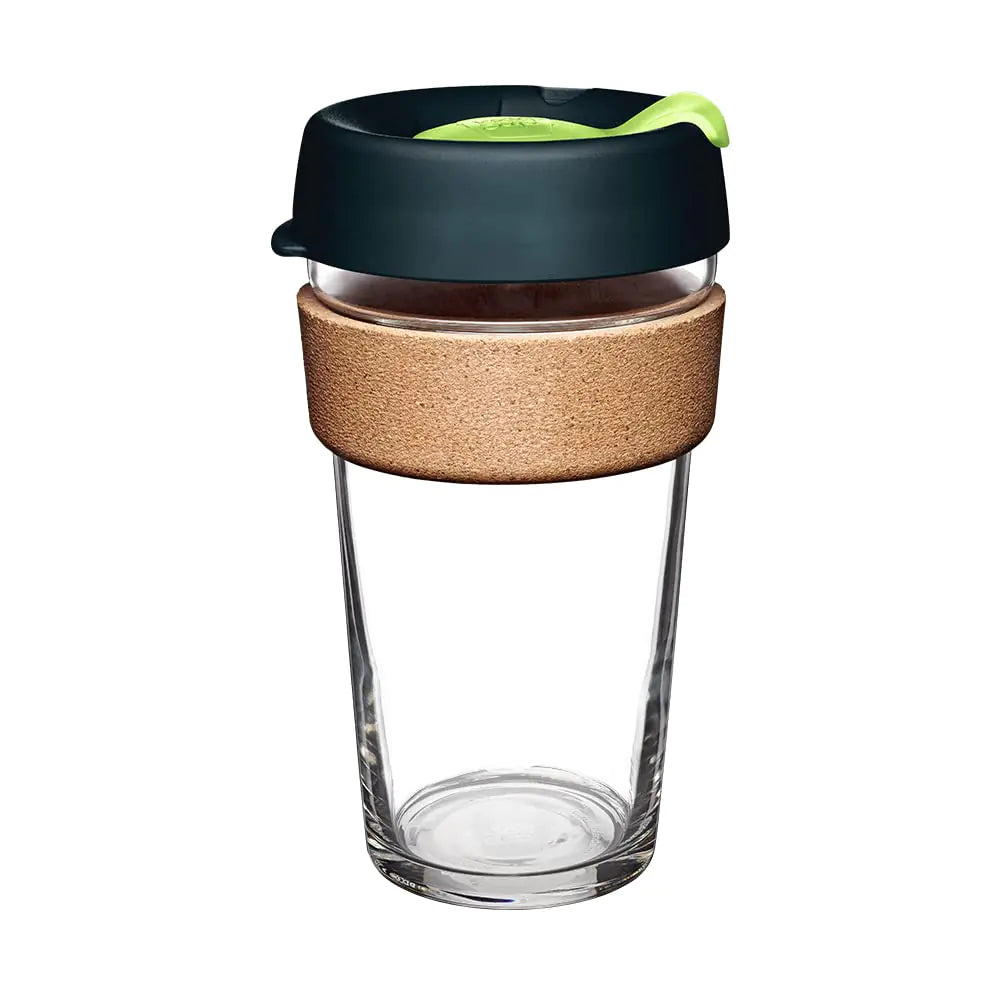 KeepCup Brew Cork - Reusable Coffee Cup Tempered Glass and Natural Cork L 16oz/454ml - Deep