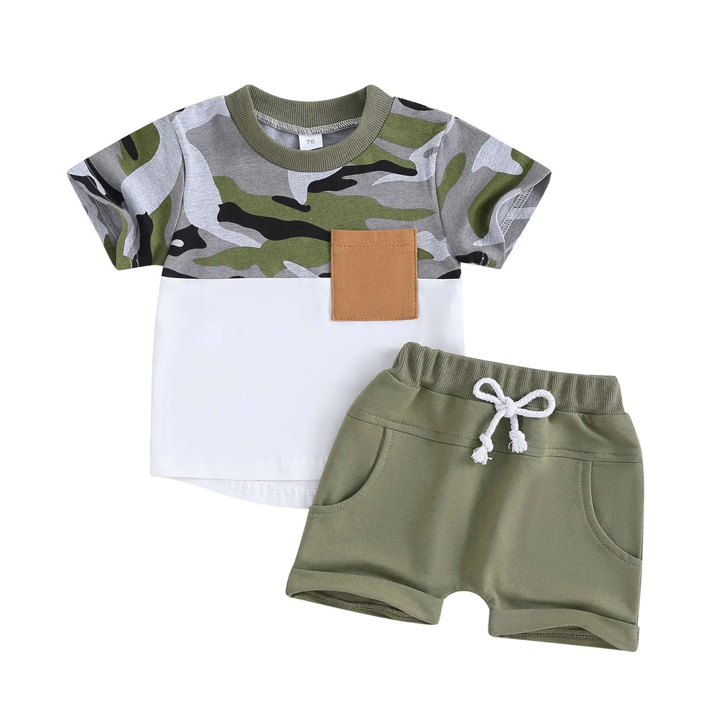 Baby Boy Summer Clothes Camo Short Sleeve T Shirts and Shorts Toddler Boy Camouflage Outfit Clothing Set (White camo Shirt 2-3 Years) - My Store