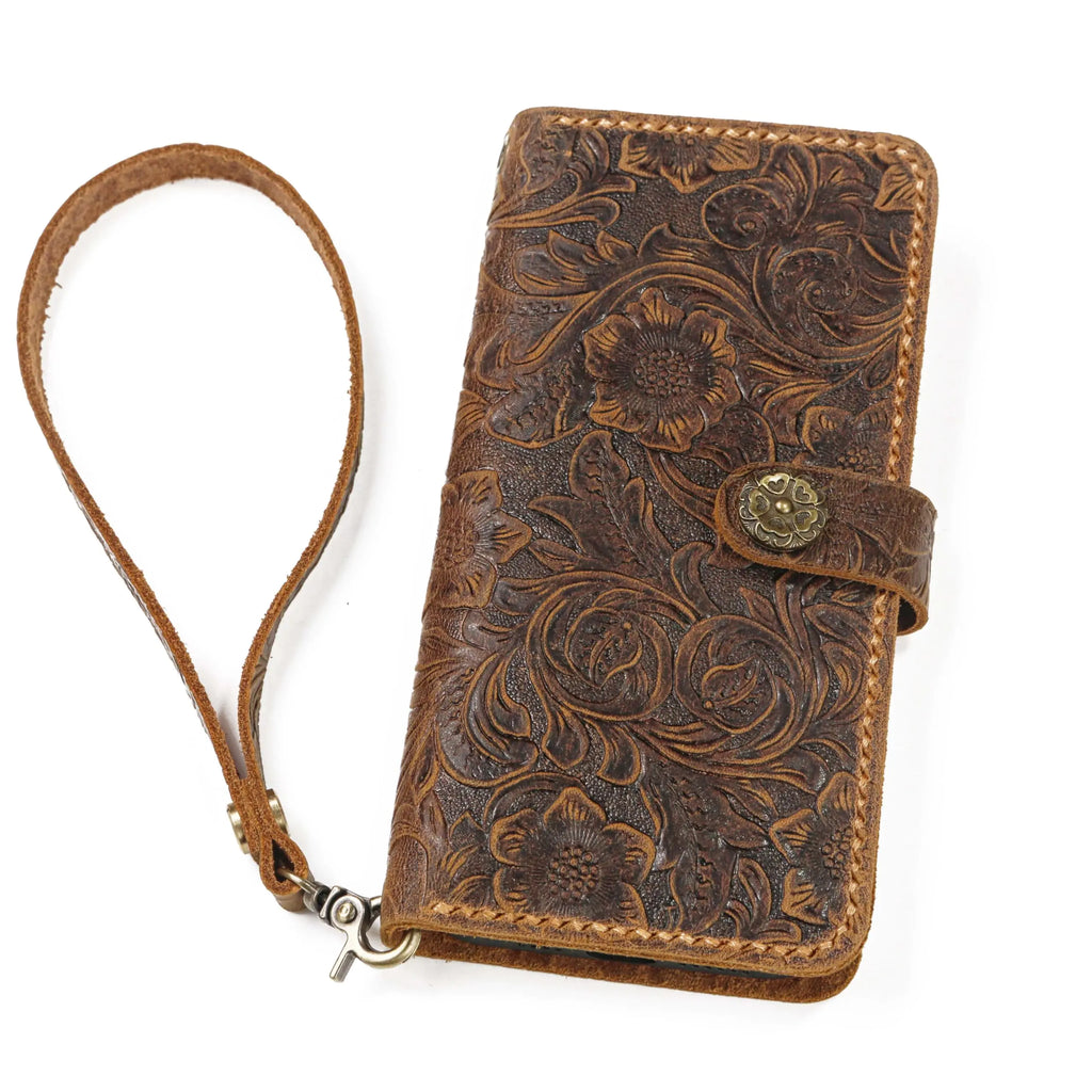 Handmade Leather wallet case for iphone 14 pro max genuine tooled leather Protective case for iPhone 14 Pro max (For iPhone 14 Pro Max case)