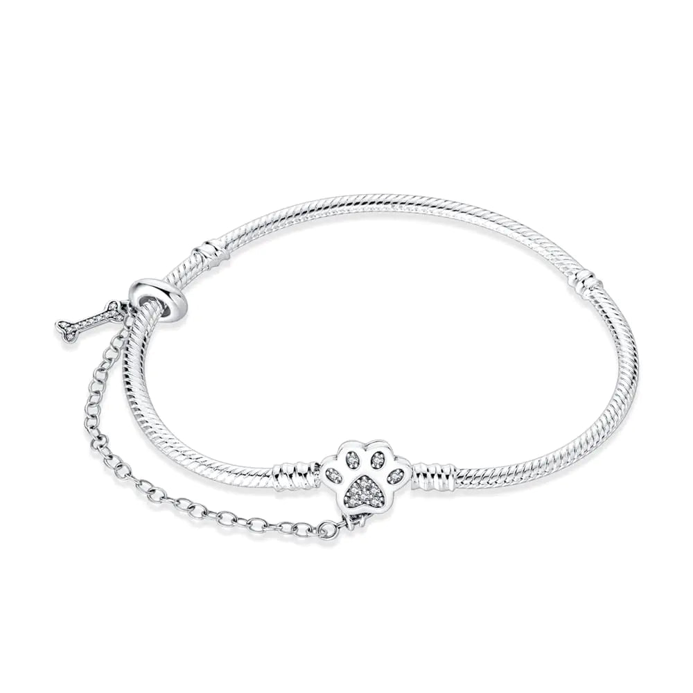 LONGLUCK S925 Sterling Silver Snake Chain Charm Bracelet Butterfly Sunflower with 5A Cubic Zirconia Gifts for Women