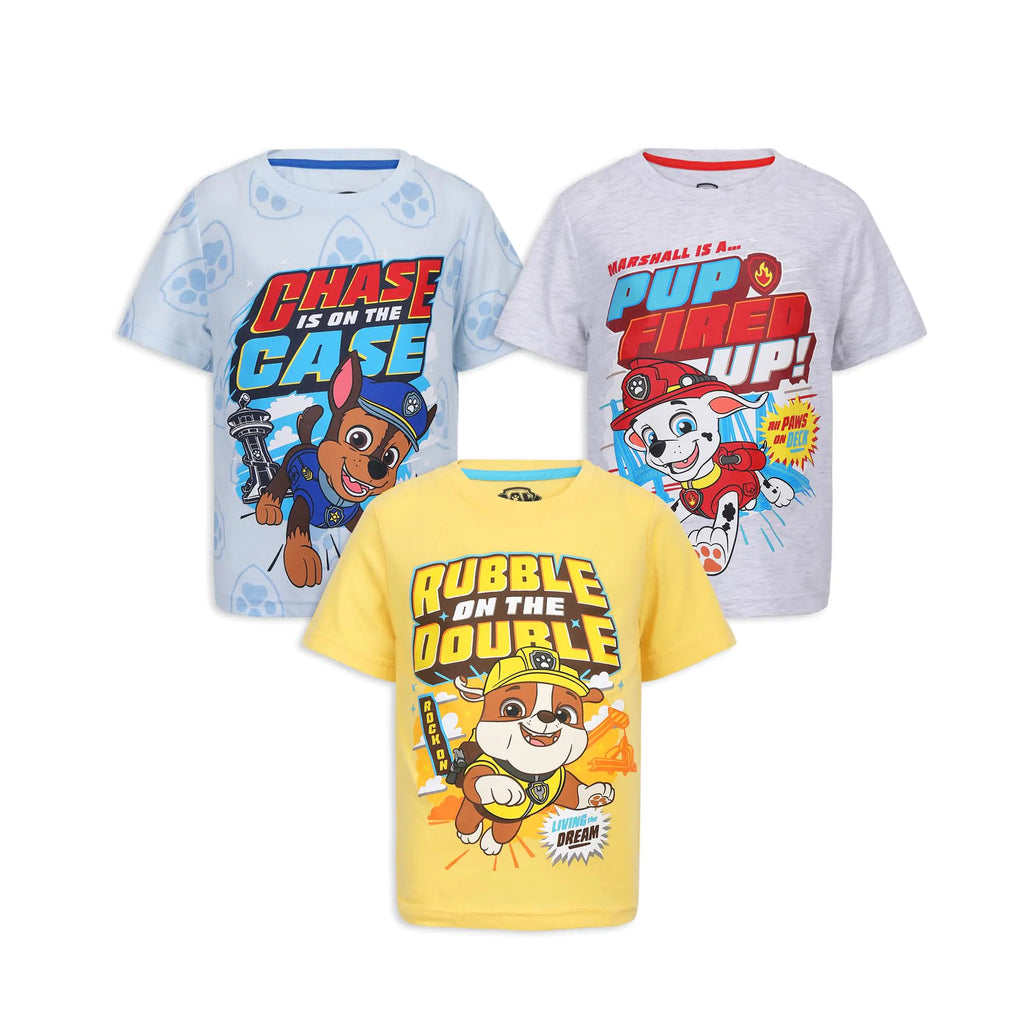 Paw Patrol Nickelodeon Boys 3 Pack Short Sleeve T-Shirt for Toddler and Big Kids - My Store