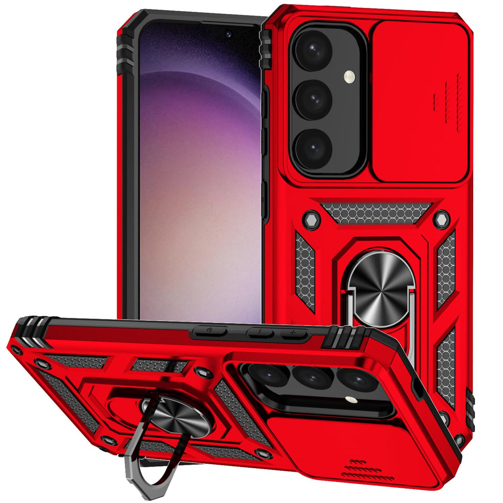 Hitaoyou for Samsung Galaxy S24 Plus/S24+ Case Samsung S24 Plus Case with Camera Cover & Kickstand Military Grade Shockproof Heavy Duty Protective Case for Galaxy S24 Plus Red