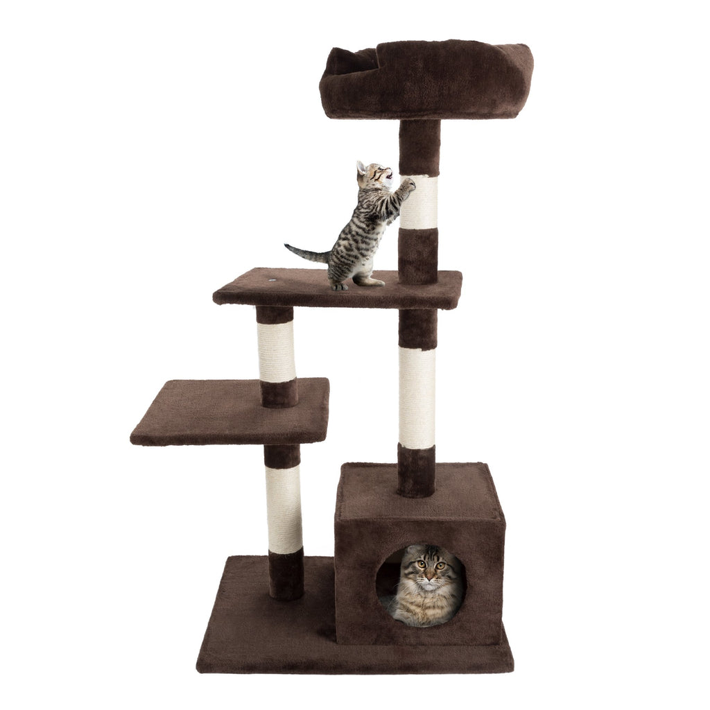4-Tier Cat Tower - 3 Napping Perches Cat Condo 4 Sisal Rope Scratching Posts – Cat Tree for Indoor Cats or Multiple Cat Homes by PETMAKER (Brown)