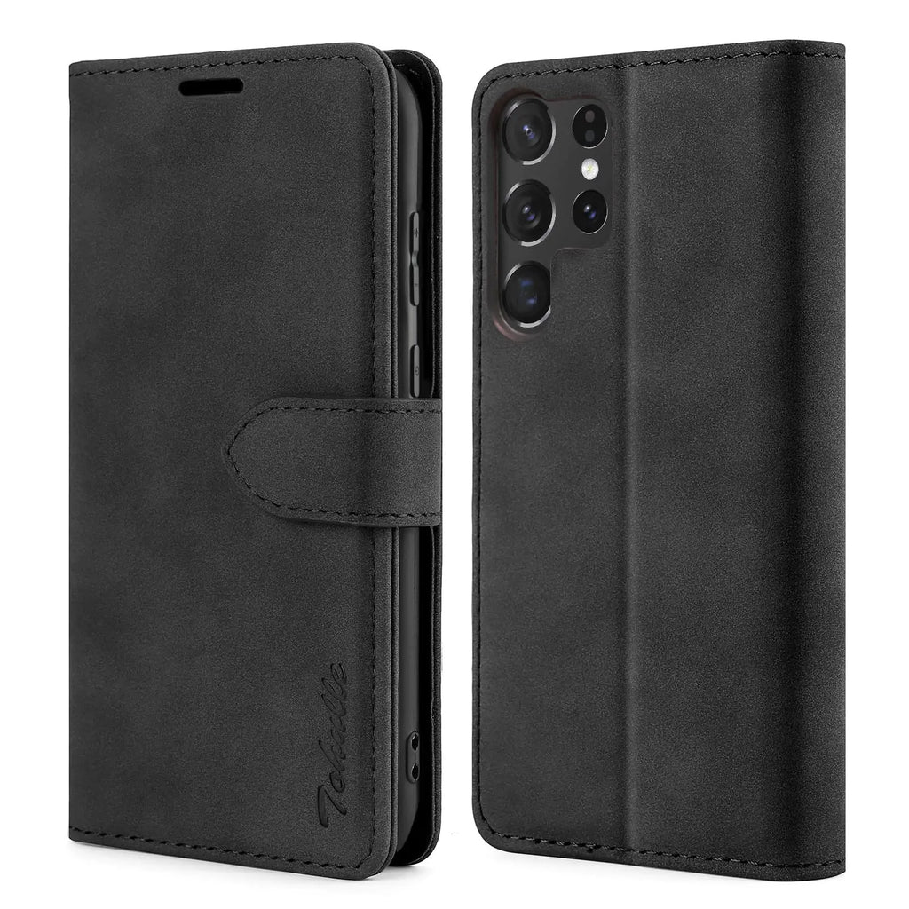 TOHULLE Case for Samsung Galaxy S23 Ultra Premium Leather Wallet Case with Card Holder Kickstand Magnetic Closure Flip Folio Case Cover Compatible with Samsung Galaxy S23 Ultra - Black