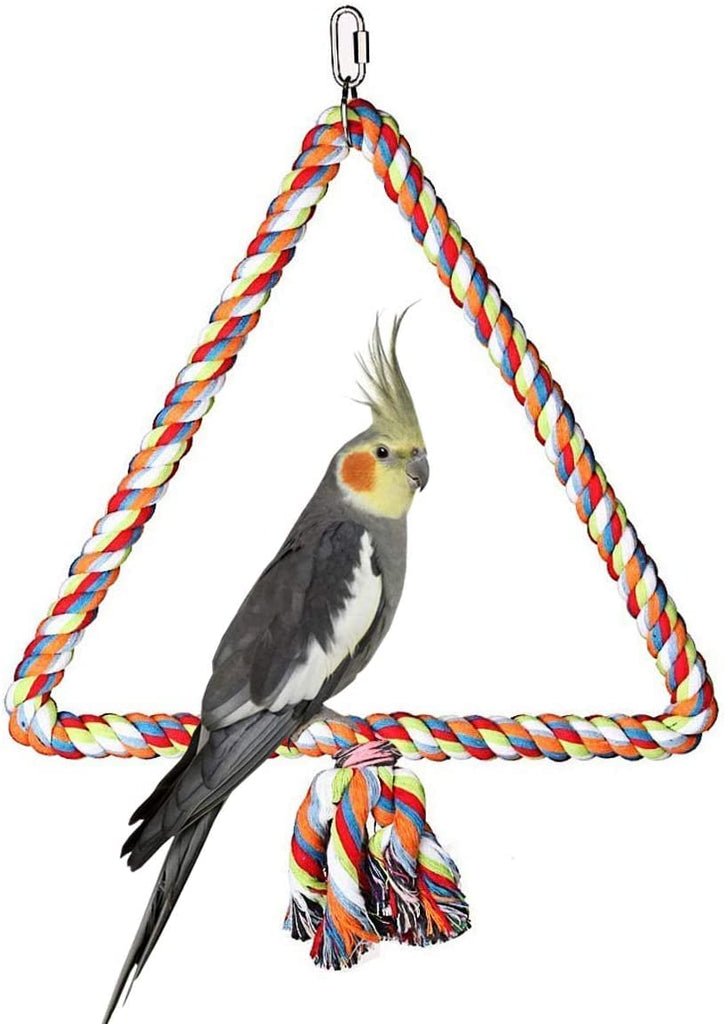 Litewoo Triangle Bird Swing Toy Cotton Rope Perches for Parrot Budgie Parakeet Cockatiel Conure Finch Lovebird