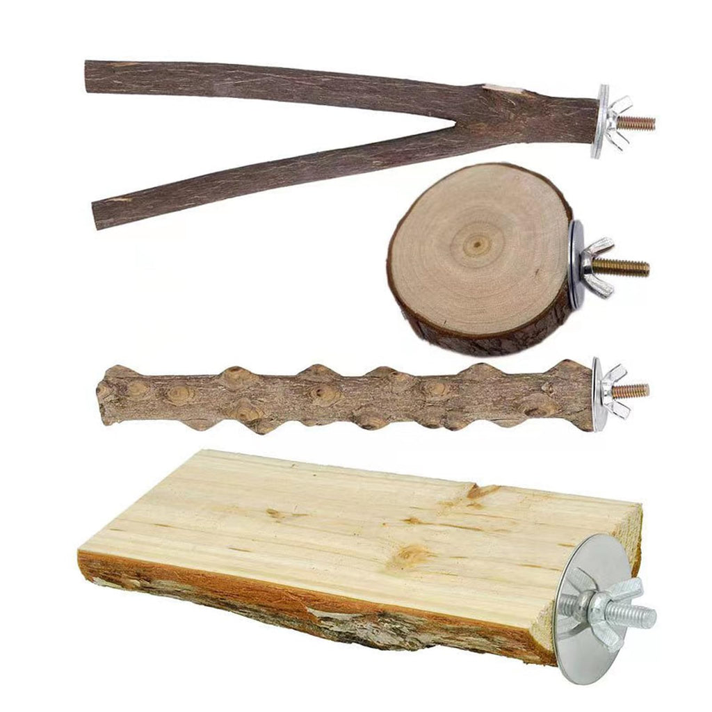 Sirvarni 4PCS Bird Perches Parrot Stand Toys Platform Cage Accessories Paw Grinding Fork Branches Chewing Exercise Stick for Parakeets Cockatiels Conures Budgies Macaws Parrotlets Lovebirds Finches