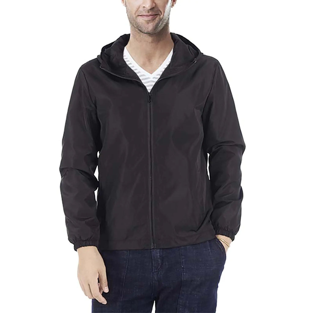 congluoki Mens Windbreaker Jackets Lightweight Hooded Zippered Jackets for Men Hiking Cycling Sportswear Black XL