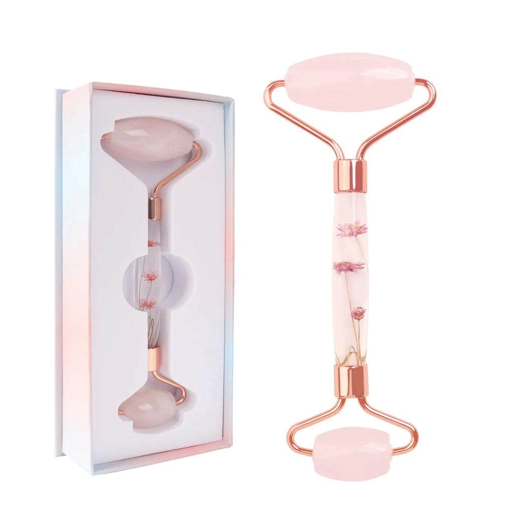 Raffaello Jade Roller for Face Face Roller Redness Reducing Skin Care Tools Natural Pink Facial Roller Guasha Face Tool Massager for Face Eyes Neck Relieve Fine Lines and Wrinkles - Rose Quartz