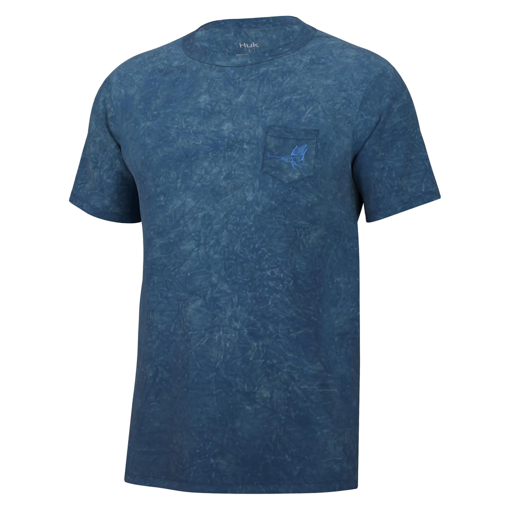 HUK mens Short Sleeve Mineral Wash Pocket Tee Fishing T-shirt for Men T Shirt Naval Academy Medium US