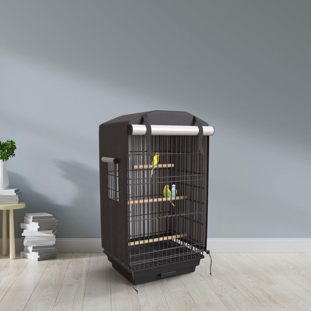 KNUTI Universal Bird Cage Cover Good Night Blackout Thin Lightweight Breathable Small Animal Cages Cover Pet Removable Durable Protector (Black 35" H x 17.5" W x 14" L)