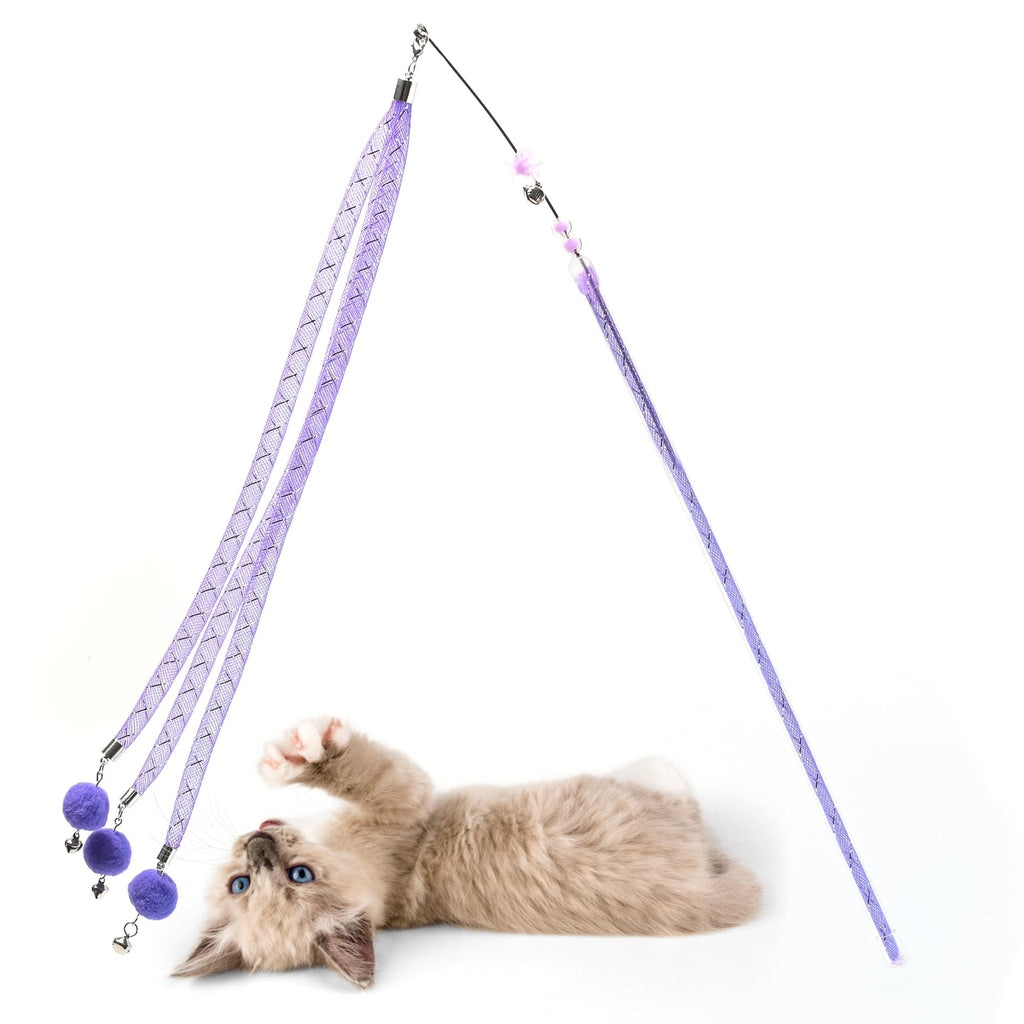 KINDABLU Interactive Cat Toy Wand with Feather – Perfect Cat Toys for Indoor Cats Engaging Cat Toys for Active Playtime and Exercise Fun Cat Wand and Cat Fishing Pole for Endless Entertainment