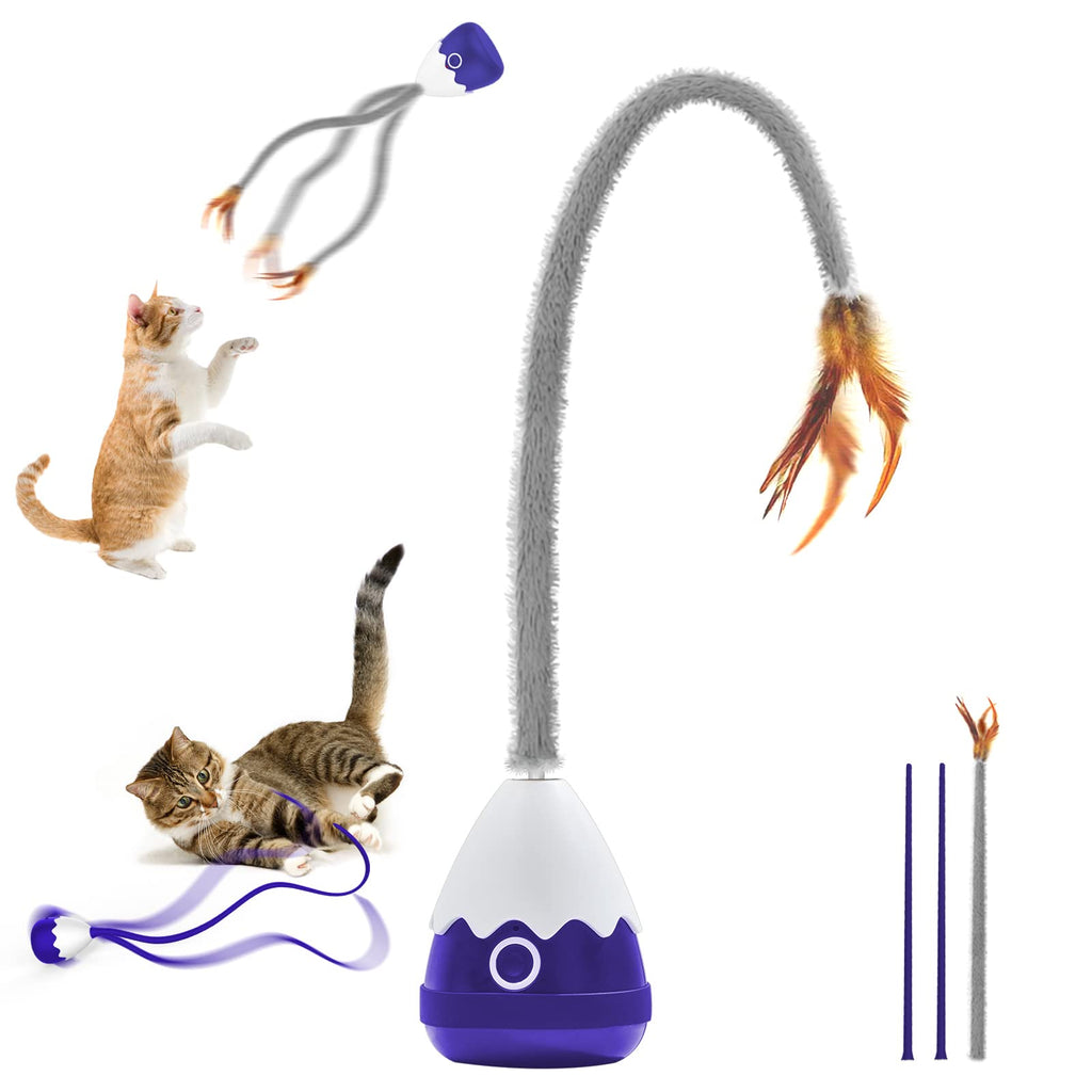 Petcronies Cat Toys Rechargeable Plush Cat Wand Toy with Silicone Teaser Tail Electronic Cat Toys Interactive for Indoor Cats/Kittens Automatic Exercise Cat Toy - Black - My Store