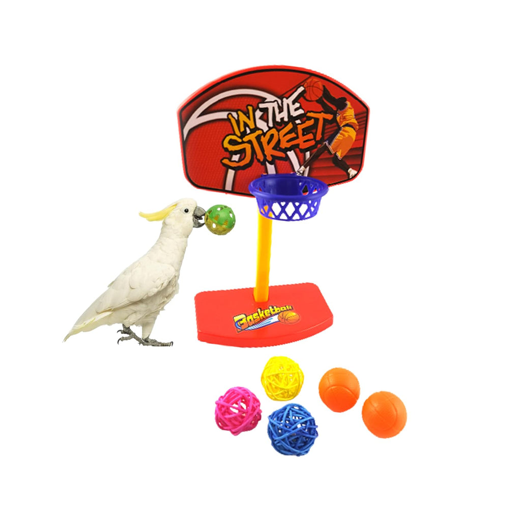 Fsocpen Parrot Intellective Mini Basketball Rack Training ToyBirdie Basketball Bird ToyBird Chew Ball Foraging Toys Parrot Activity Toys Bird Training Gym Toys