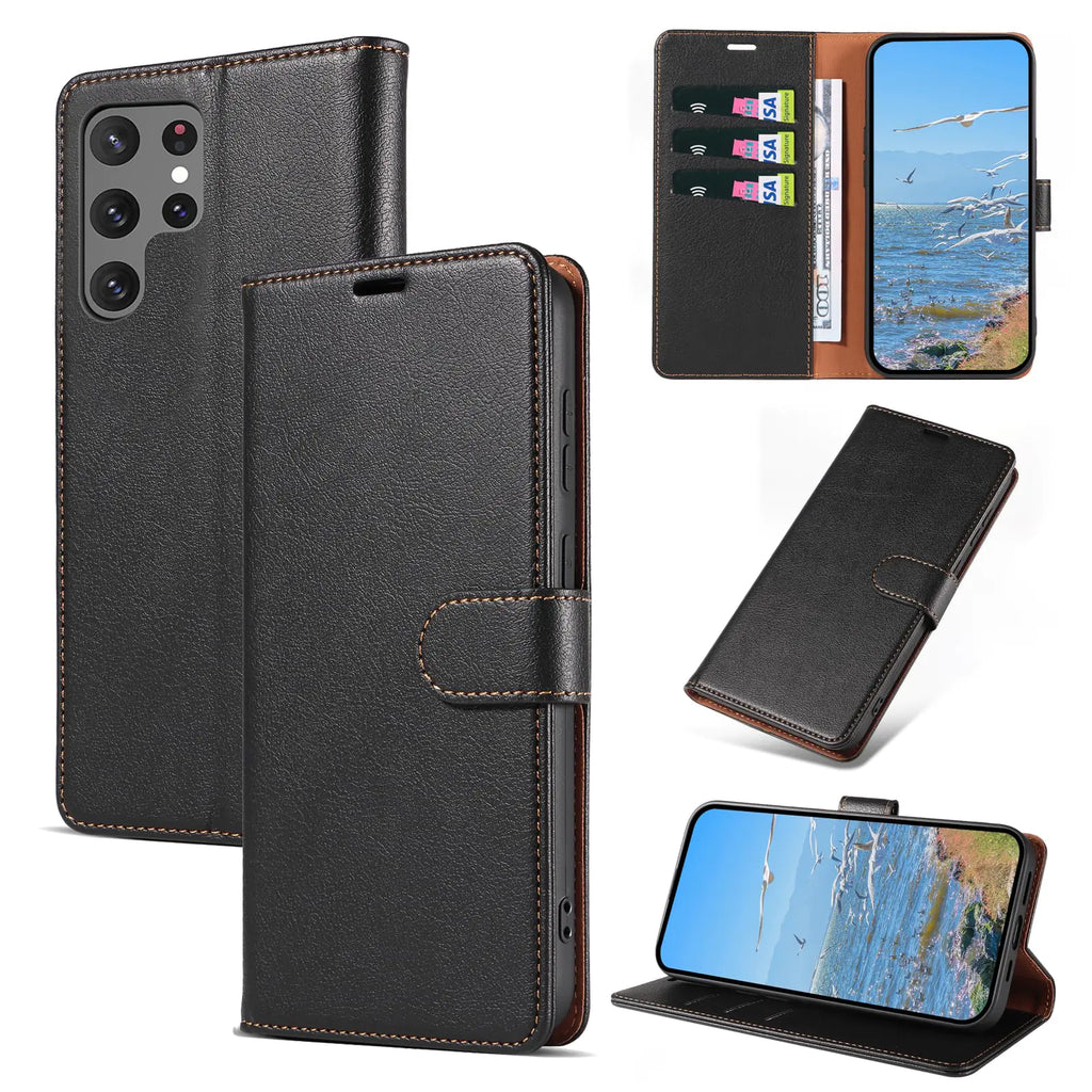 KKEIKO Case for Samsung Galaxy S22 Ultra RFID Blocking PU Leather Wallet Case with Card Holder Magnetic Flip Cover Compatible with Samsung S22 Ultra Black