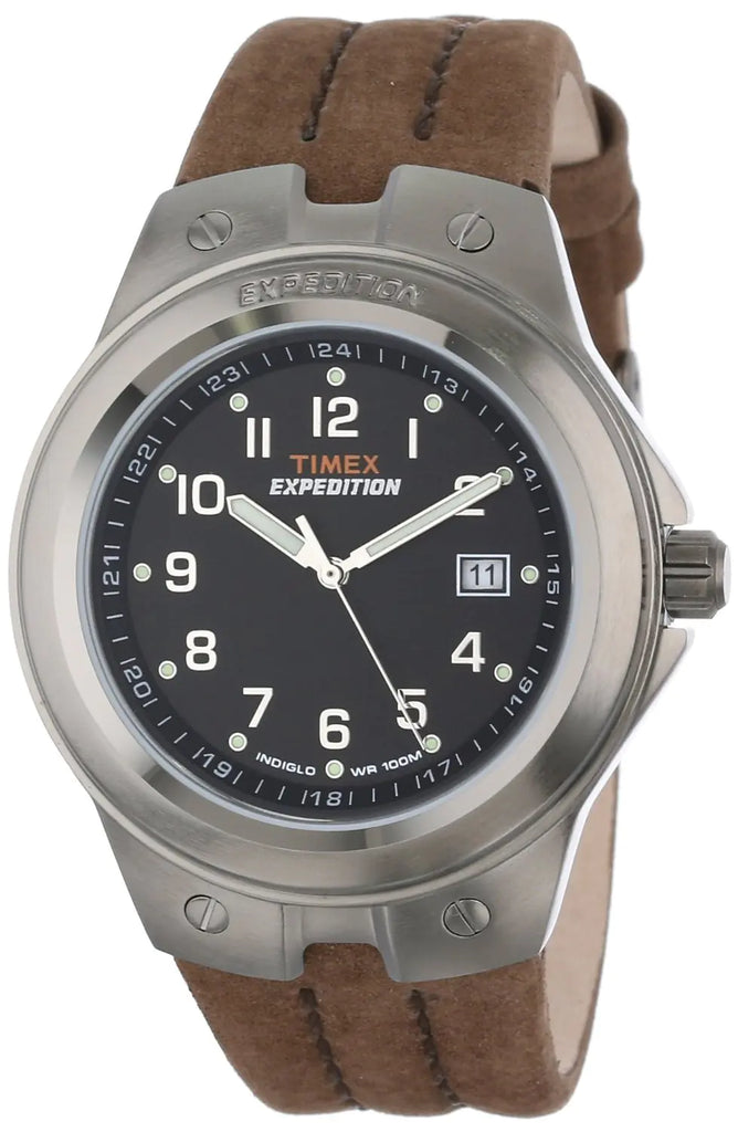 Timex Mens T49631 Expedition Metal Tech Brown Leather Strap Watch