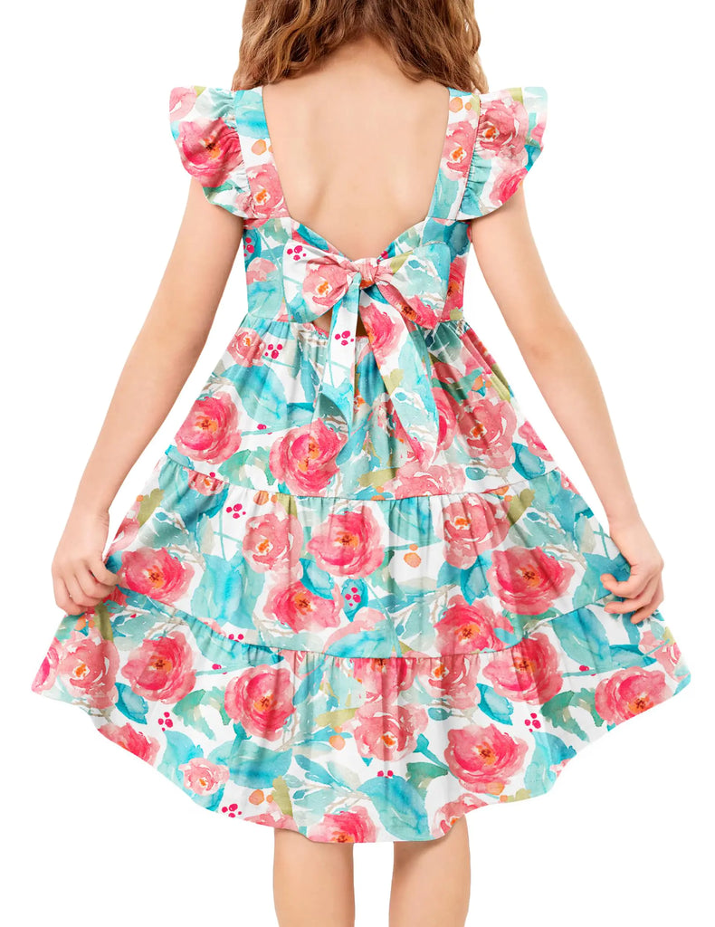 Arshiner Toddler Summer Dress Cotton Boho Twirly Flowy Beach Casual Dresses Green Floral 2t - My Store