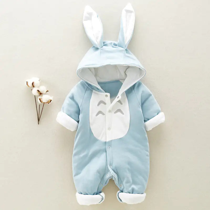 The new cotton padded cotton baby romper thickened chinchilla hooded cotton baby Onesies newborn go climbing clothes - My Store