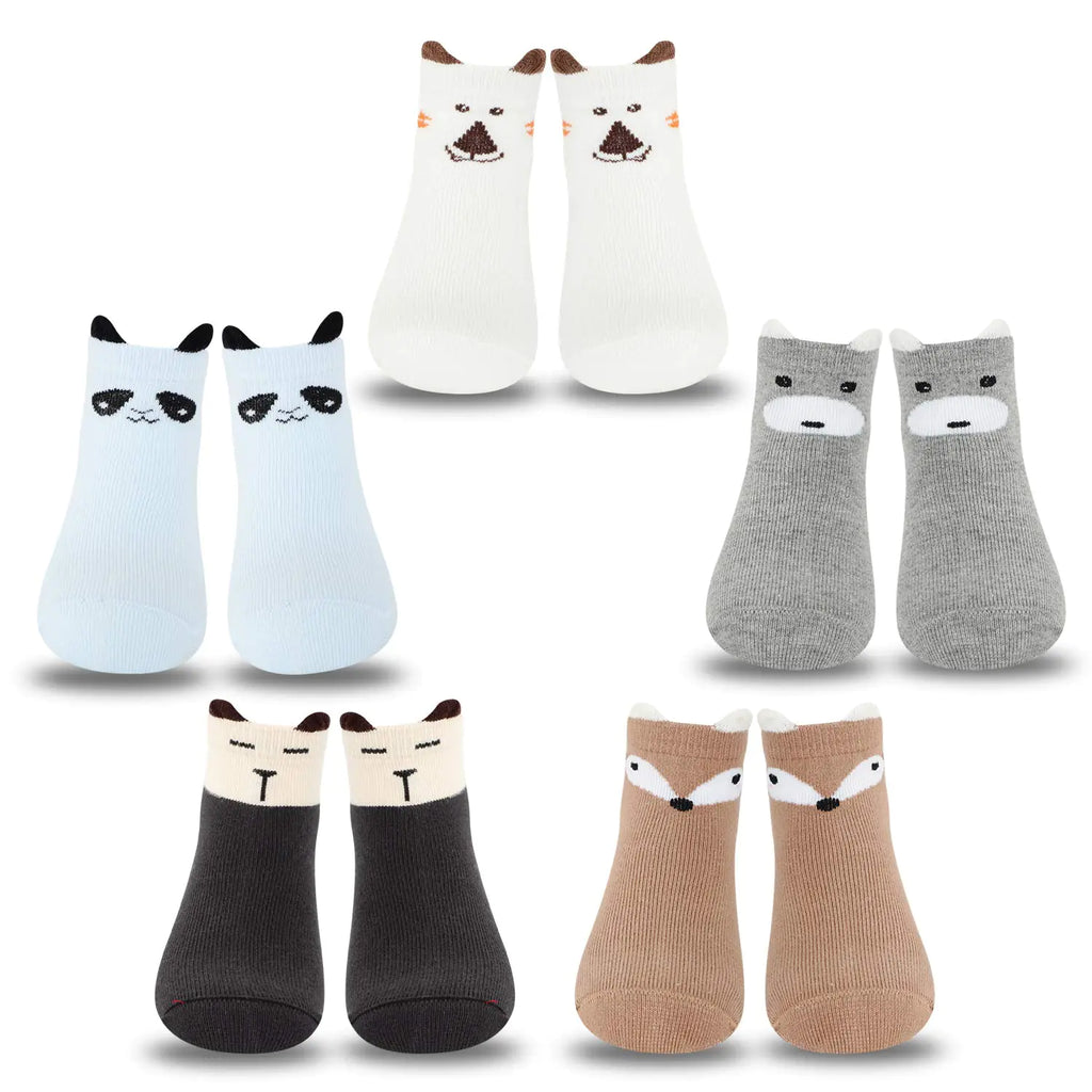 Gwenvenni Toddler Little Girls Animal Cat Socks Kids Children Cotton Low Cut Ankle Socks 5 Pairs Age 1-3 - My Store