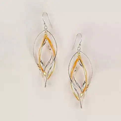 CHARMING WINDCHIME Gold And Silver Mix On 925 Sterling Silver Earrings