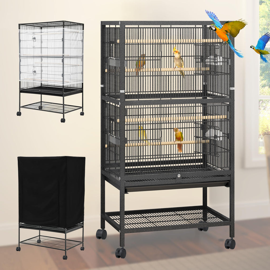 YINTATECH 52 inches Birdcage Cover and Bird Cage Seed Catcher Bird Cages for Parakeets Parrot Cockatiel Pigeon Metal Big Bird Cage