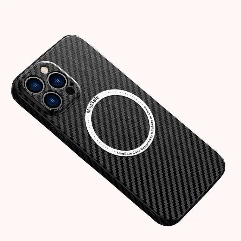 FLURIKA Magnetic Case for iPhone 15 Case Compatible with MagSafe Charger Carbon Fiber Slim Ultra Thin Aramid Fiber Anti-Scratch Shockproof Protective Case Black