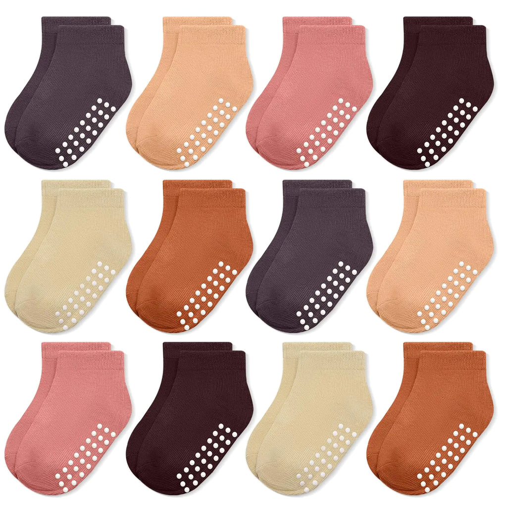 Socks for baby - 12 pairs non-slip cotton toddler socks
