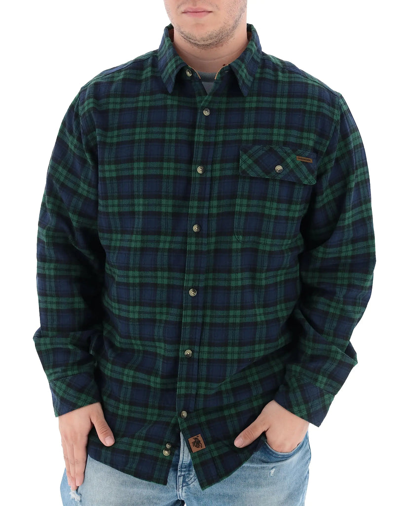 Legendary Whitetails Mens Tall Buck Camp Flannel Long Sleeve Plaid Button Down Casual Shirt Corduroy Cuffs Tartan Forest XX-Large