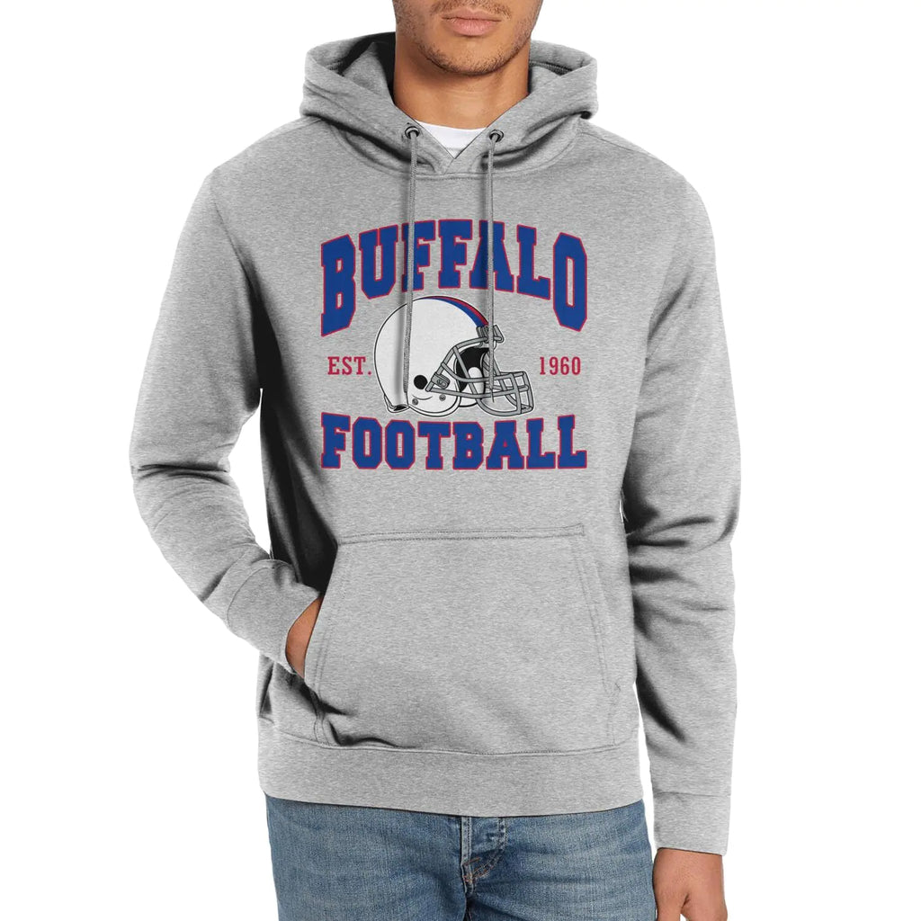 Kneenow Mens Hoodies for Football Fans Team Gifts City Pride Helmet Sweatshirt Youth Apparel Merch (M Grey)