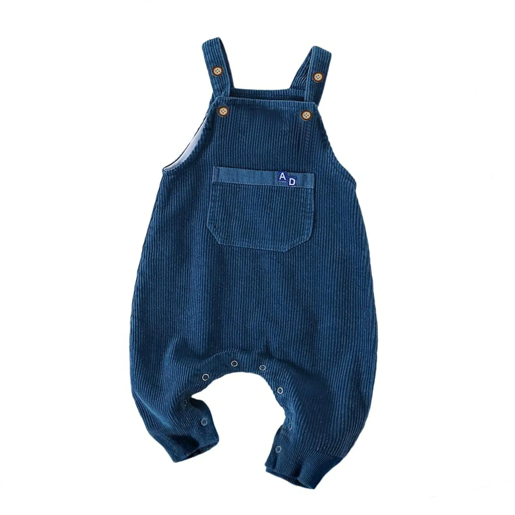 Volunboy Baby Boys Corduroy Overalls Kids Bib Pants Suspender Trousers Toddler Strap Jumpsuit Bottom Outfit (Blue&pocket 18-24 Months)