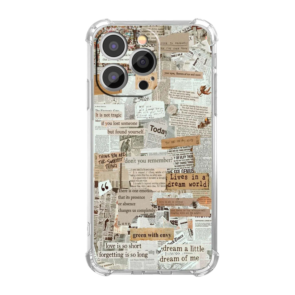malegaon Old Newspaper Collage Case for iPhone 13 ProAesthetic Vintage Retro Pattern CaseSoft TPU Full Cover Case for iPhone 13 Pro