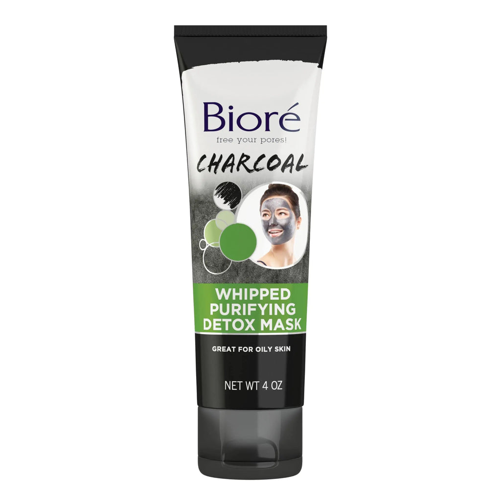 Bioré Charcoal Whipped Purifying Detox Mask with Natural Charcoal Deep Pore Cleansing 4 Ounce Dermatologist Tested Non-Comedogenic Oil Free