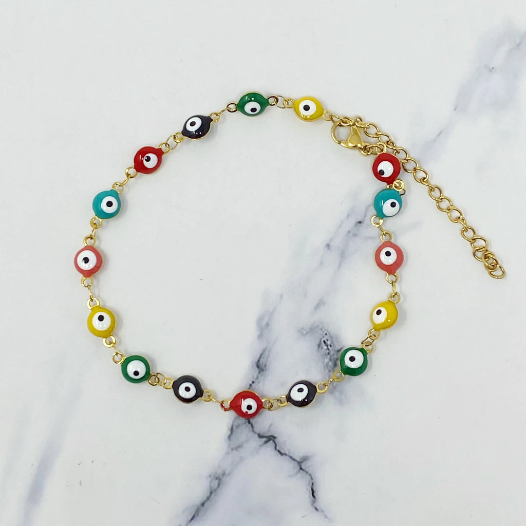 Colorful Eye Beaded Anklet