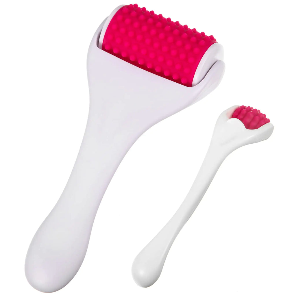2 Pcs Muscle Roller Stick Fascia Body Cellulite Face Muscle Massage Roller Manual Massage Tools for Muscles Relief Neck Arm Back Leg Body Roller Deep Trigger Points Release Roller (White Rosy)
