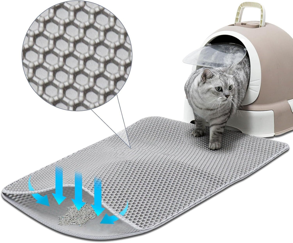 Cat Litter Mat30"x24"Large Cat Litter Mat Litter Trapping MatHoneycomb Double Layer Kitty Litter matSoft EVA MaterialDurableUrine & WaterproofEasy CleanWashable