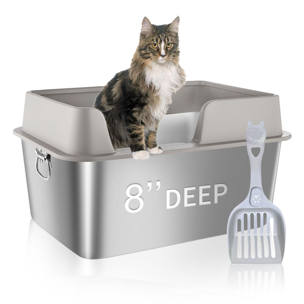 Stainless Steel Cat Litter Box with Lid12" High Sides Cat Extra Large Litter Box Enclosed Metal Litter BoxXL Kitty Litter Boxes for Big CatsAnti-LeakageEasy to CleanNo Odor No Sticky