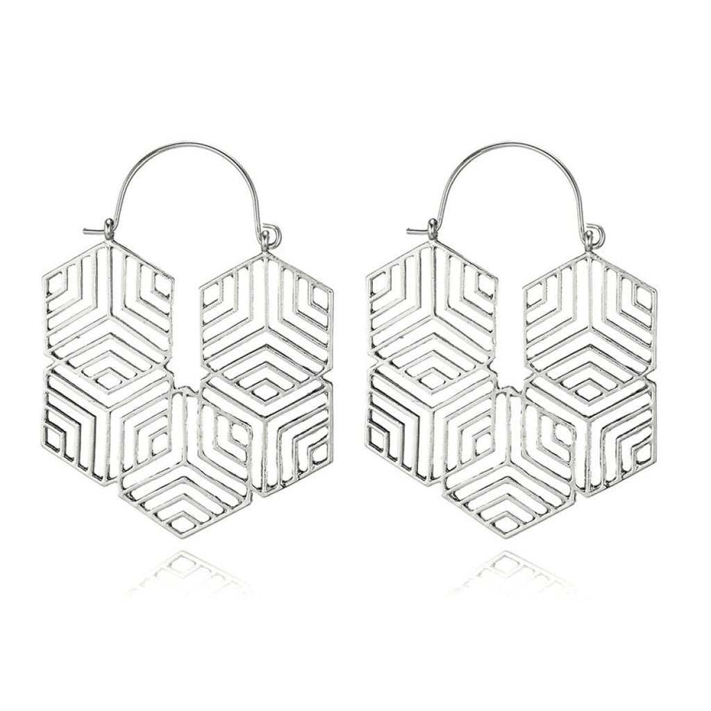 Hex -Silver Earrings