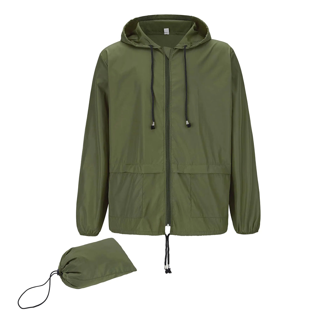Zando Rain Coats for Men Lightweight Rain Jacket Men Packable Mens Rain Coat Travel Raincoats Windbreaker Jackets for Men Outdoor Raincoat Army Green 3X-Large