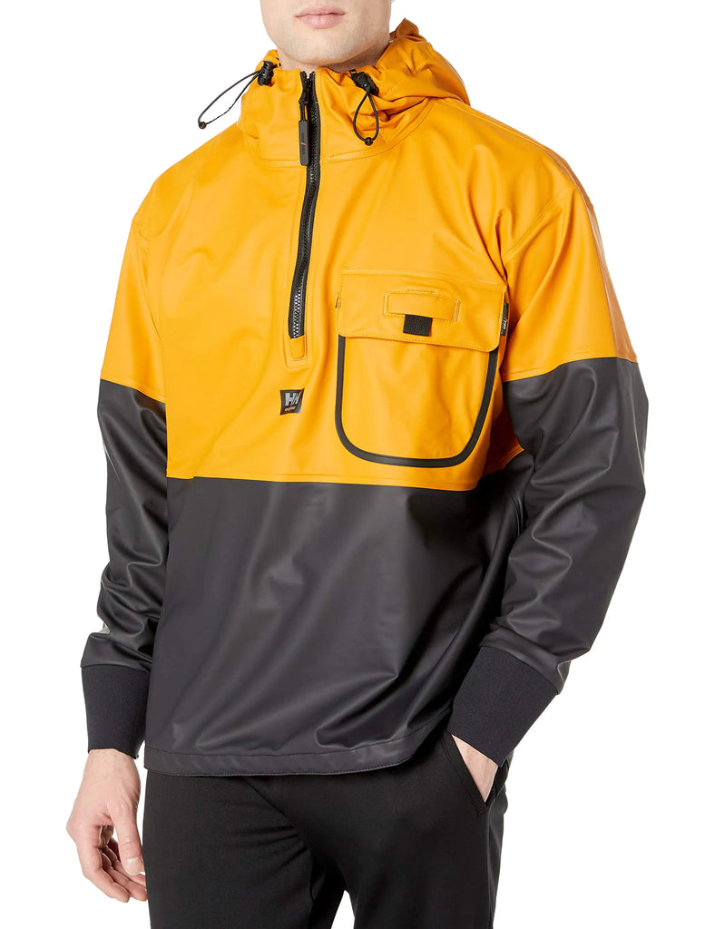 Helly-Hansen Workwear Roan Waterproof Anorak Jackets for Men Made of Heavy-Duty High-Mobility Protective PVC-coated Polyester Ochre/Black - XX-Large