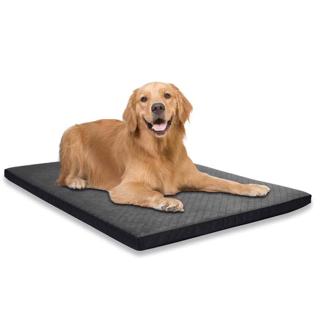 Aulase Indestructible Dog Beds Chew Proof Dog Crate Pad for Aggressive Chewer Washable Cover Quilted Dog Mat for CrateNon-Slip Bottom Kennel Pad Durable Dog Beds for Puppy (Gray 35" x 23")