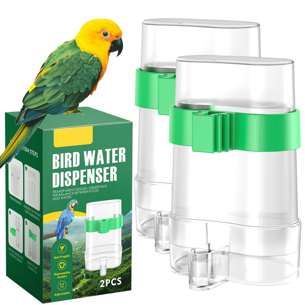 Bird Water Feeder Bird Water Dispenser Automatic Bird Feeder for Cage Parakeet Cage Accessories Parrot Seed Food Container Drinker for Cockatiel Squirrel Finch Lovebirds Budgies Canary(2 Pcs)