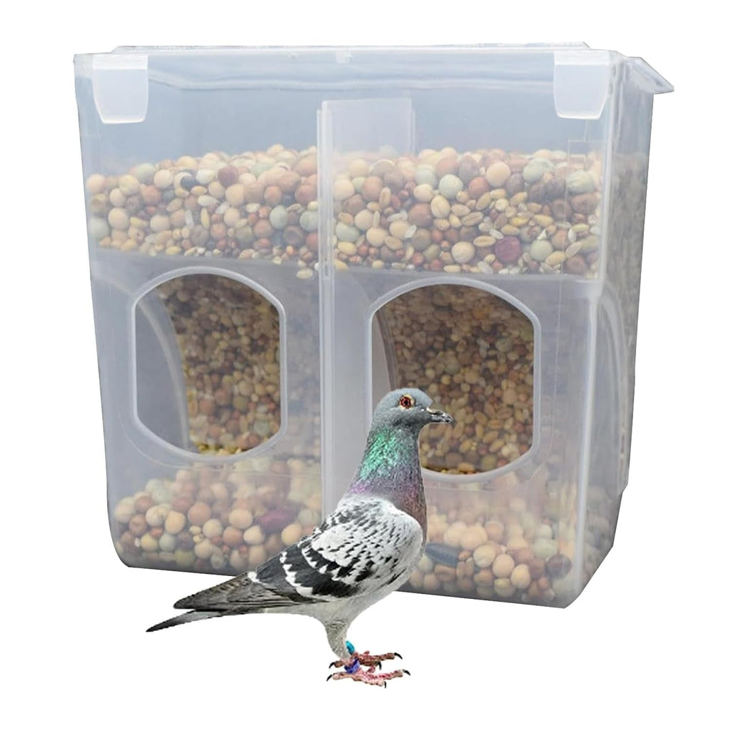 Automatic Pigeon Bird Feeder Water Plastic Feeder Water Dispenser Drinkers for Cage No Mess Hanging Parrot Feeder Cage Accessories for Parakeet Quail Bird Chicken (2 Hole-Hook)