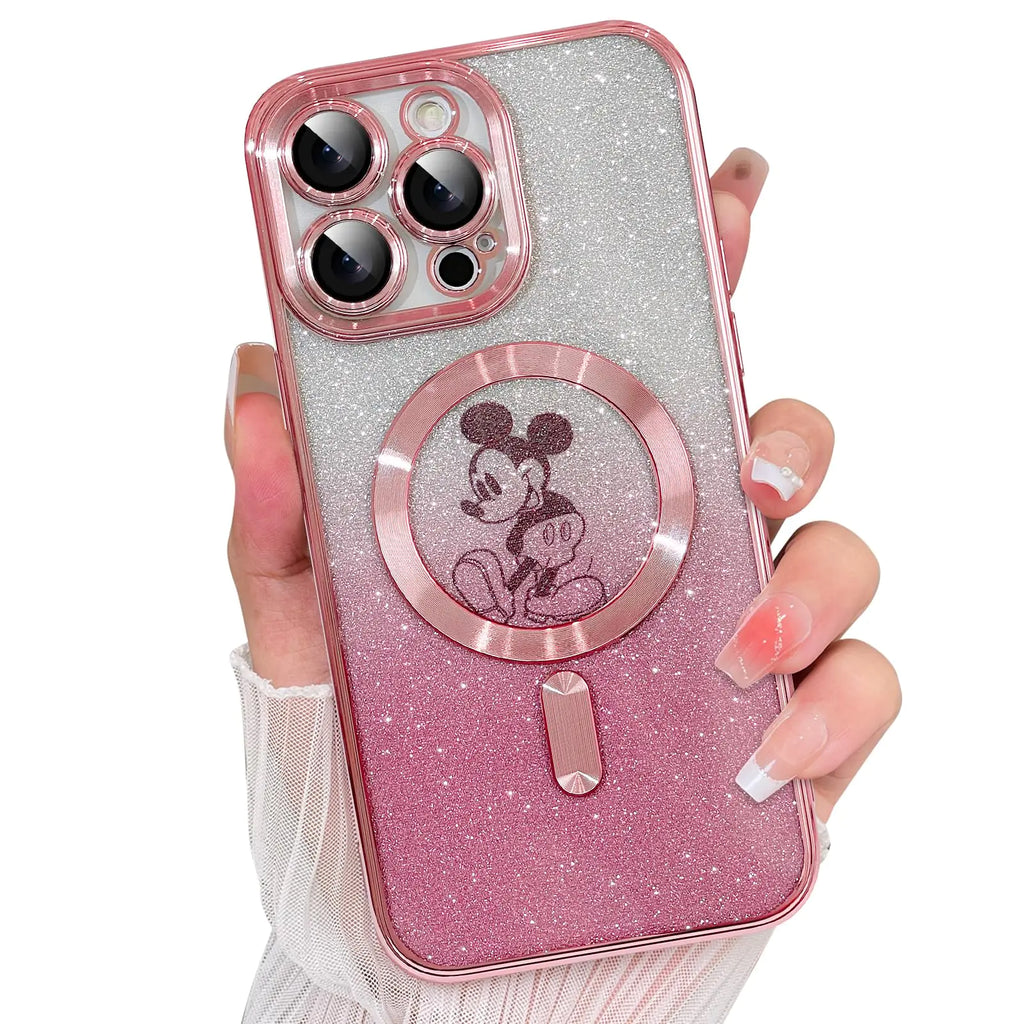 cuwana Magnetic Glitter Case for iPhone 14 Pro 6.1 in Clear Sparkle Bling Cute Cartoon Pattern Design [Compatible with Magsafe] Shockproof Sparkly Soft Protection Case (Pink)