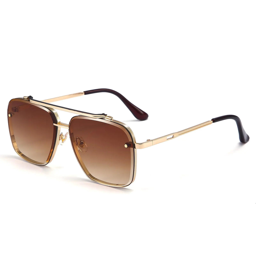 Dollger Square Aviator Sunglasses for Men and Women Fashion Metal Vintage Gradient Shades Sunglasses UV400 Protection