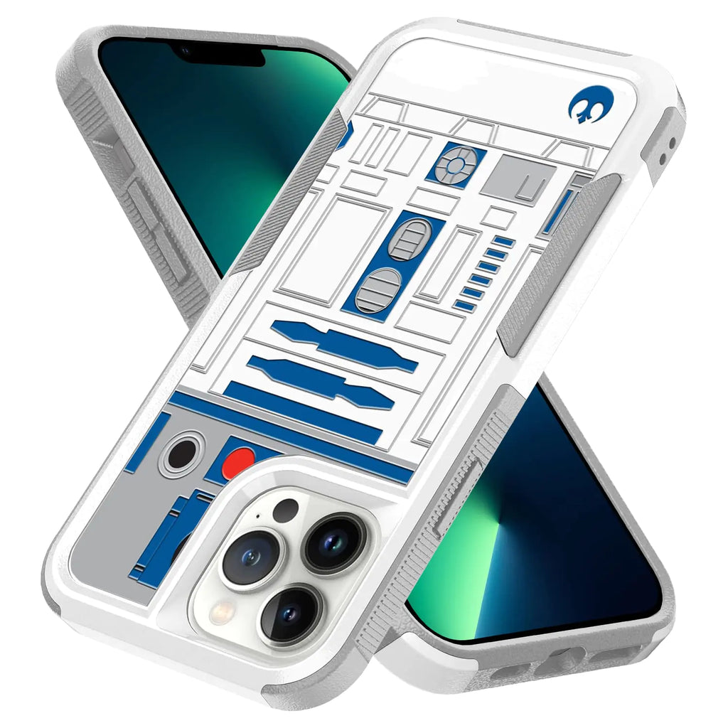Candykisscase Case for iPhone 13 Pro Max R2D2 Astromech Droid Robot Pattern Shock-Absorption Hard PC and Inner Silicone Hybrid Dual Layer Armor Defender Case for iPhone 13 Pro Max