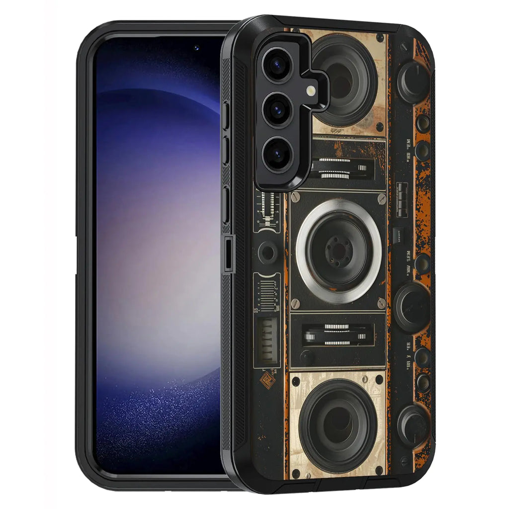 FQTBCEARI Designed for Samsung Galaxy S24 Case Military Grade Heavy Duty 3-Layer Shockproof Full-Body Protective Cover for Samsung Galaxy S24 5G (6.2" 2024) Retro Radio