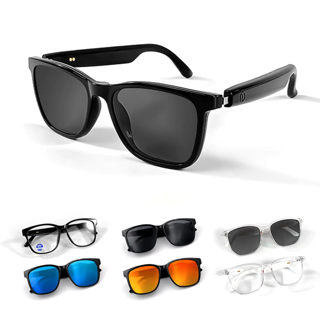 Smart audio shades with polarized lenses and speakers
