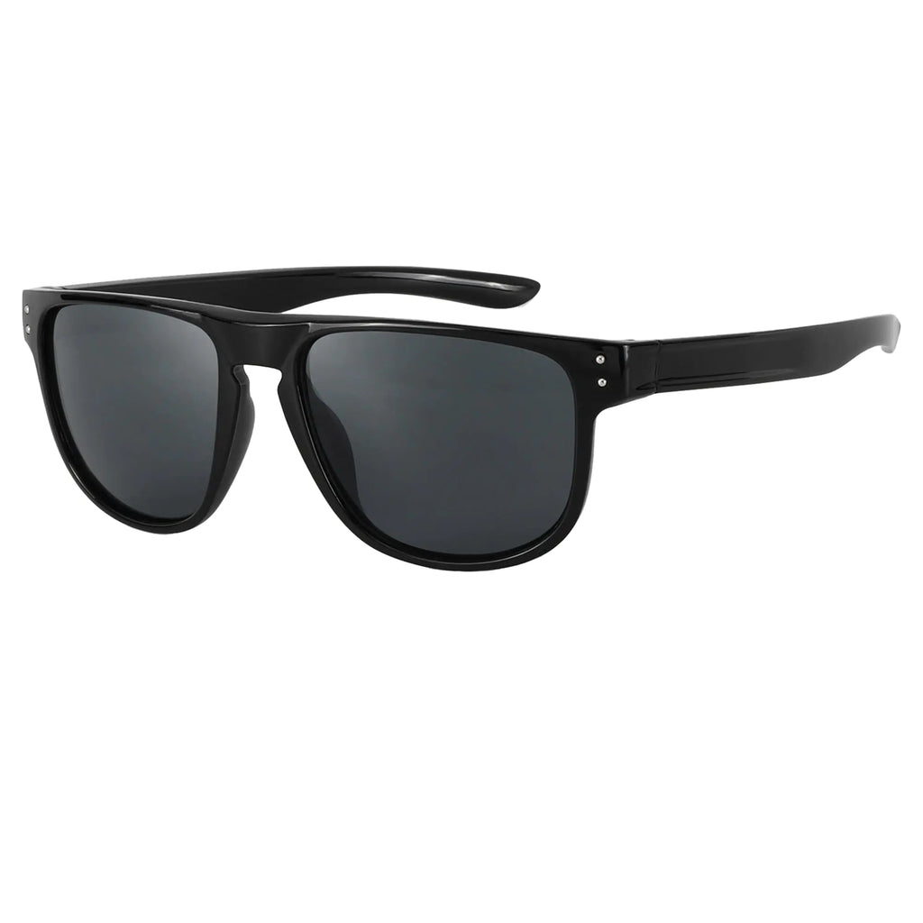 EFE Polarized Square Sunglasses for Men Women UV Protection Trendy Lightweight TR90 Classic Black Frame Mirrored Sunglasses