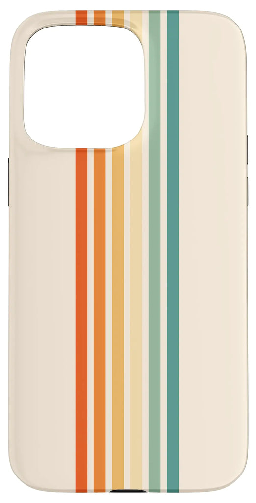 iPhone 15 Pro Max Abstract Vertical Colorful Retro Stripes 70s Style Design Case